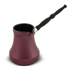 Keramikas kafijas turka katliņš turku kafijai cezva ibrik kafijas kanniņa "Hammered" ar noņemamu koka rokturis, tilpums 650 ml, rozā zelta krāsa 